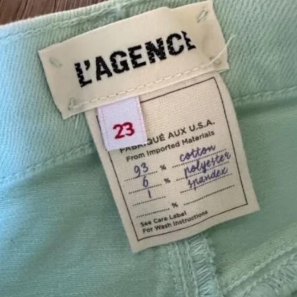 L’AGENCE Sada High Rise Cropped Slim Jeans Soft Mint Size 23 NWT - Picture 4 of 8